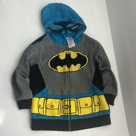 Batman Boy Jacket with hoodie with mesh mask and Zipper Closure size 7 - Picture 2 of 4